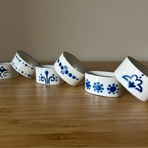 Vintage IKEA Blue and White Enamel Napkin Rings